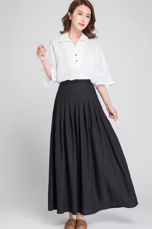 Black linen maxi skirt 1890