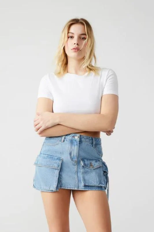 Evalina Mini Skirt Blue Denim