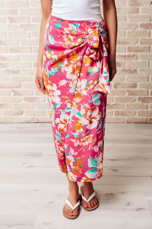 Take Me Outside Wrap Around Skirt in Magenta - 7/9