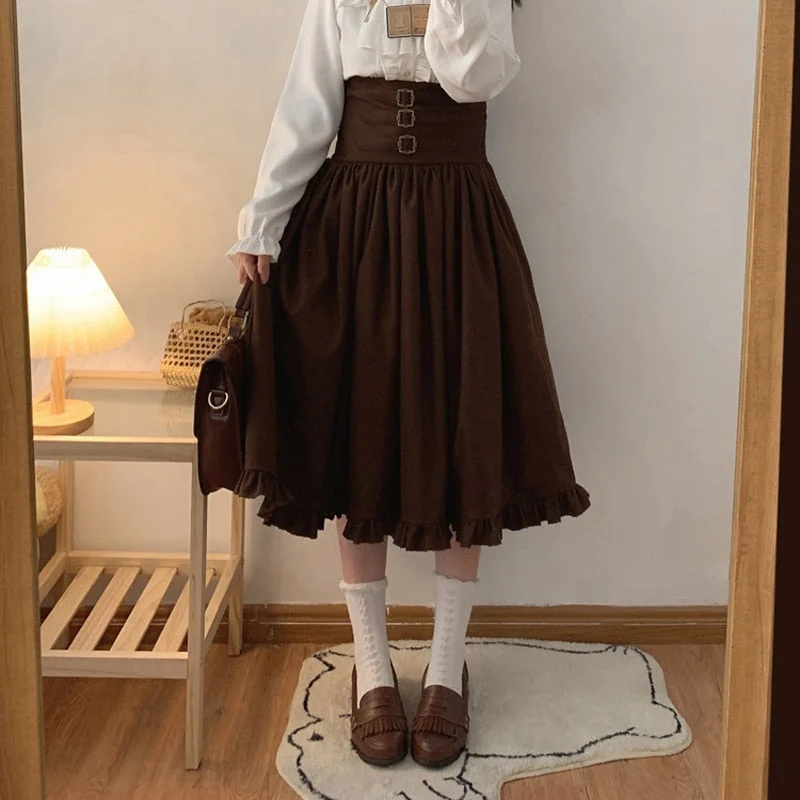 Brown Long Skirt / One Size