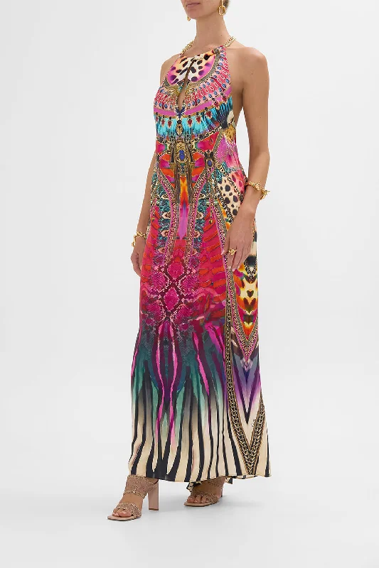 LOW BACK LONG DRESS WITH NECK HARDWARE SAHARA SUPERNATURAL