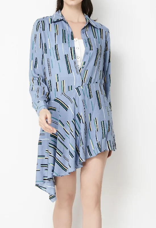 Asymmetrical Printed Knee Length Dress