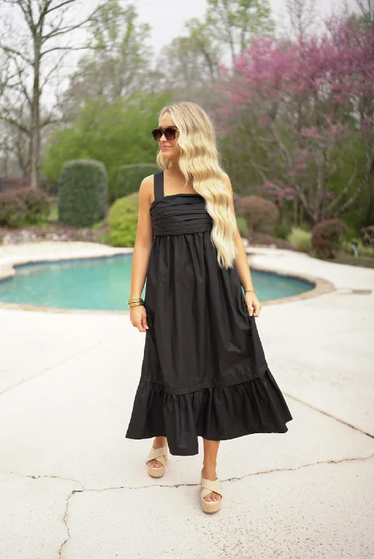 Moonlight Dreamer Black Midi Dress