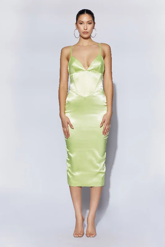 Brie Corset Midi Dress - Pistachio Green