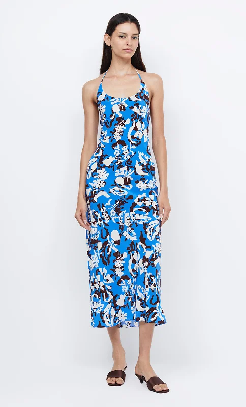 CLARISSE HALTER MAXI DRESS - BLUE LAGOON