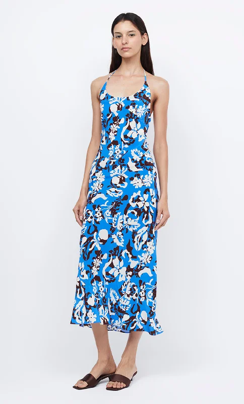 CLARISSE HALTER MAXI DRESS - BLUE LAGOON