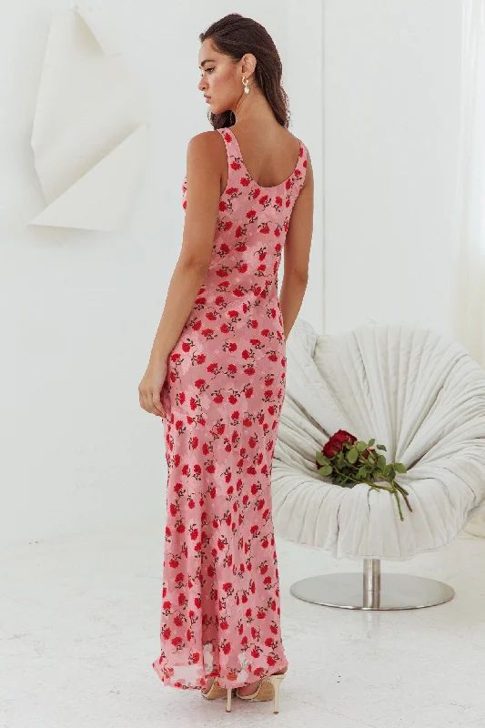 Countdown Cowl Neck Maxi Dress Print Pink