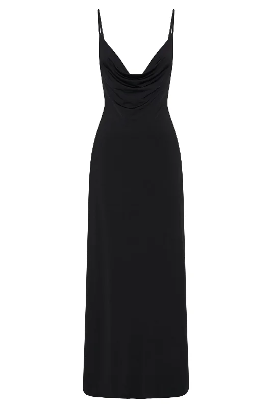 Darcy Cowl Maxi Dress With Low Back - Black