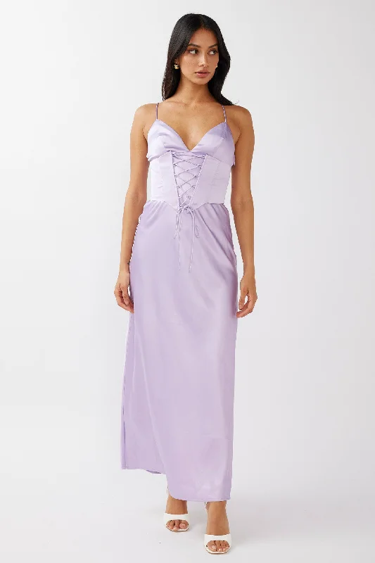 Downtown Cami Strap Corset Waist Dress Lilac