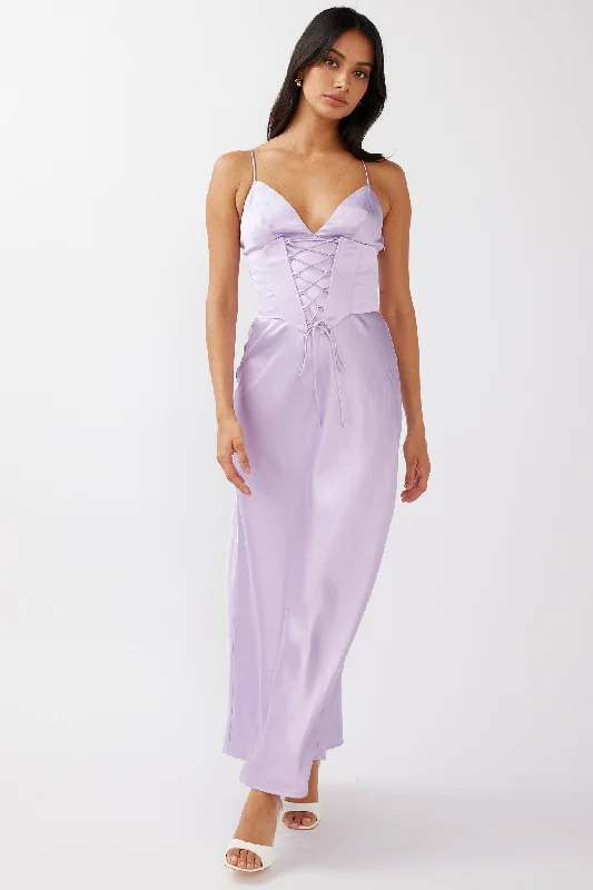 Downtown Cami Strap Corset Waist Dress Lilac