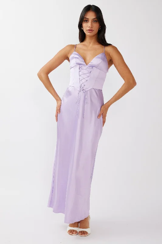 Downtown Cami Strap Corset Waist Dress Lilac