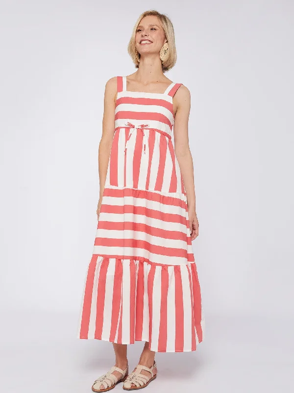 Elisa Dress in Pink Coral Stripe