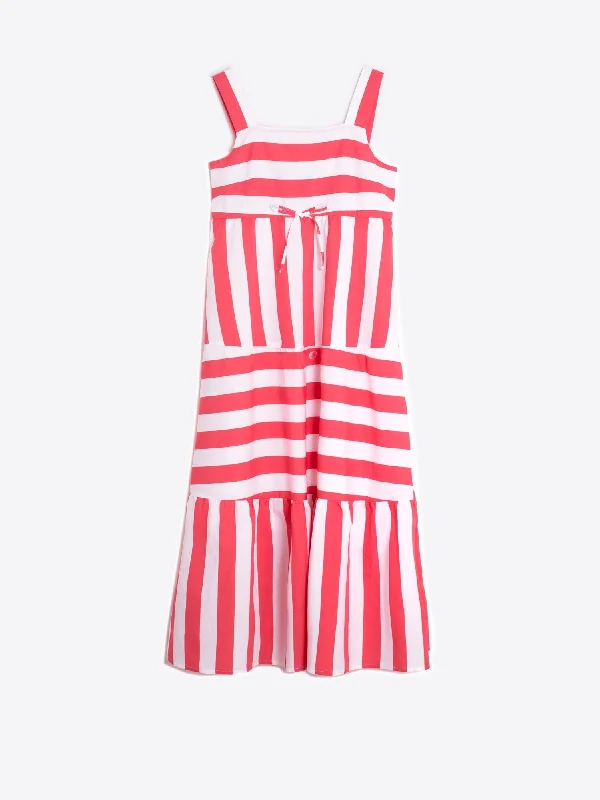 Elisa Dress in Pink Coral Stripe