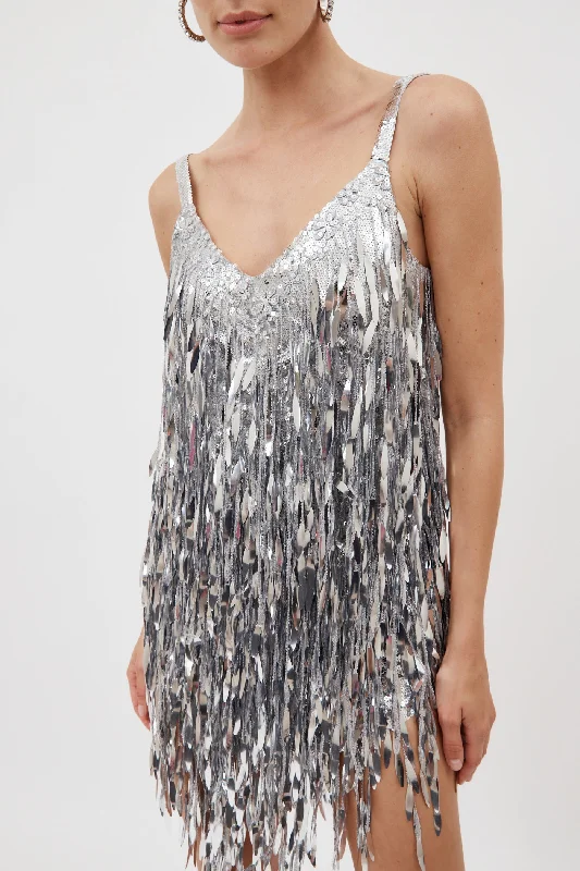 Fringe Silver Sequin Dress