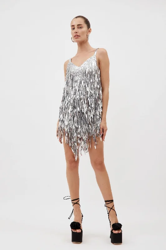 Fringe Silver Sequin Dress