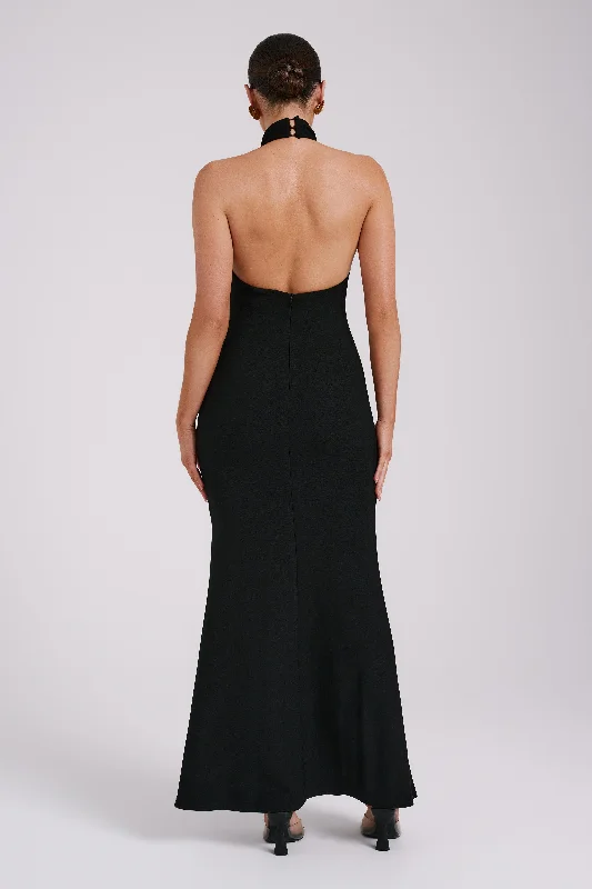 Genesis High Neck Maxi Dress - Black