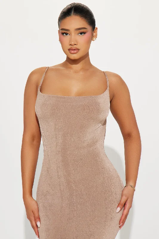 Hailey Slinky Maxi Dress - Taupe