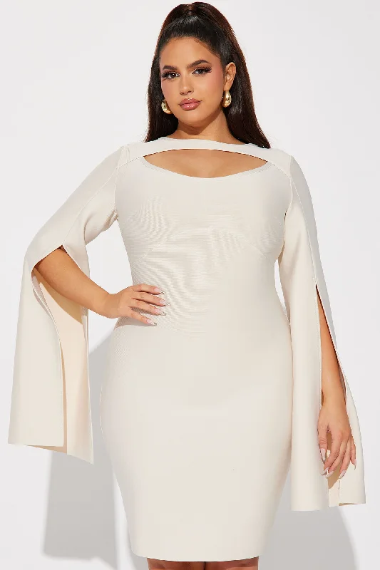 Hong Kong Bandage Midi Dress - Cream