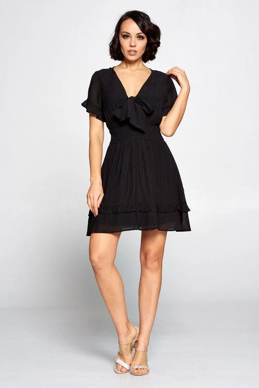 Juliet, Short sleeve smocked ruffle dress