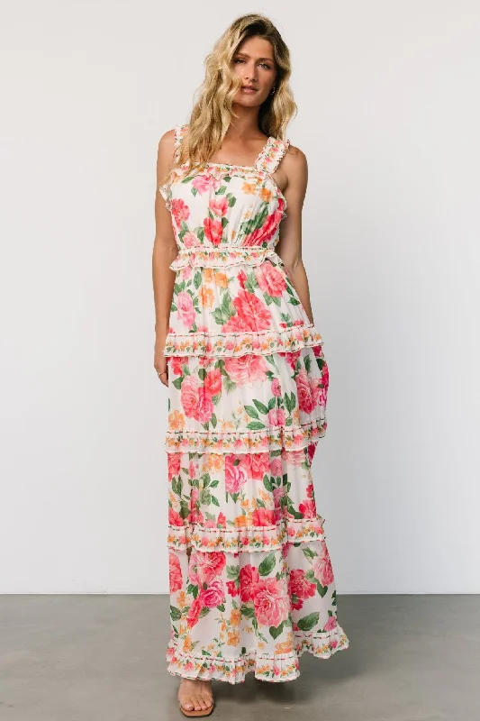 Julieta Tiered Maxi Dress | Off White Floral