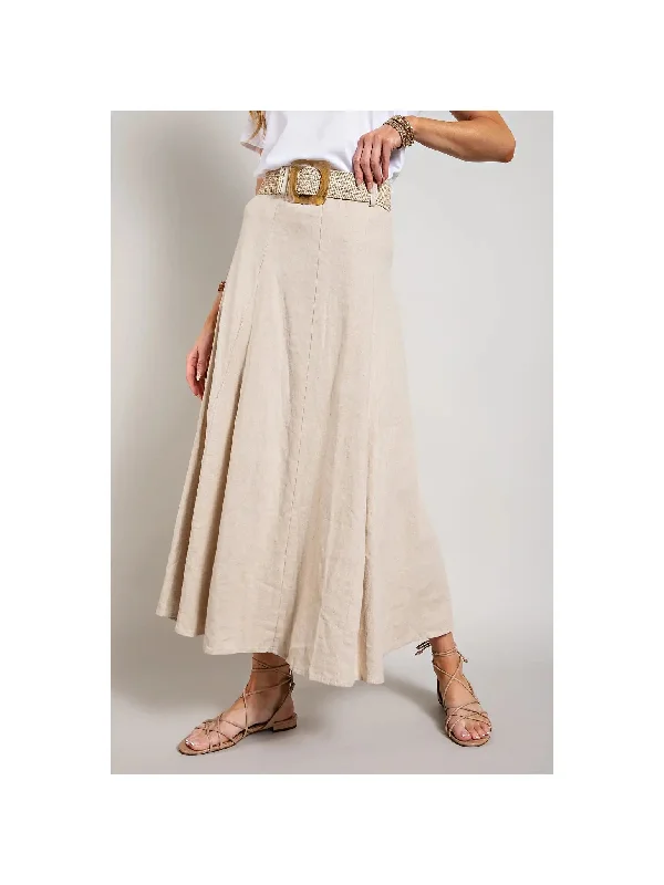 Linen Belted Maxi Skirt