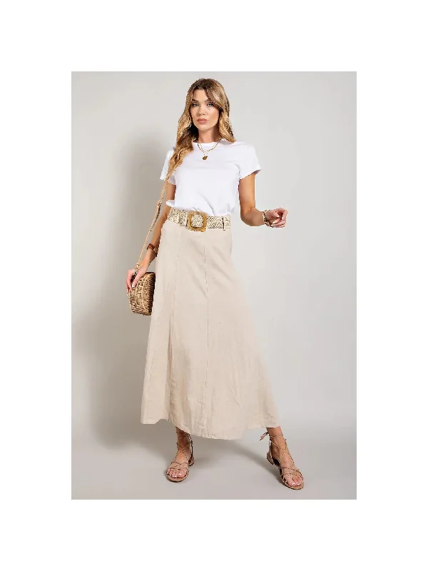 Linen Belted Maxi Skirt