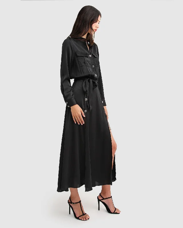 Lover To Lover Maxi Shirt Dress - Black