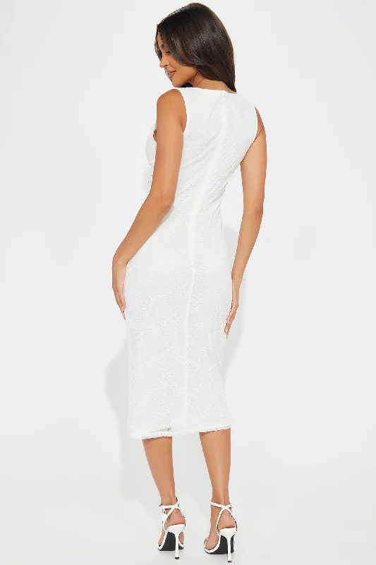 Modern Muse Lace Midi Dress - White