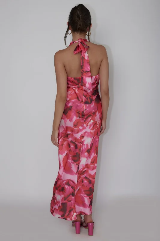 Modern Muses Halterneck Maxi Dress Floral Pink