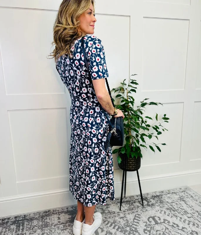 Navy Poppy Lilian Tea Dress