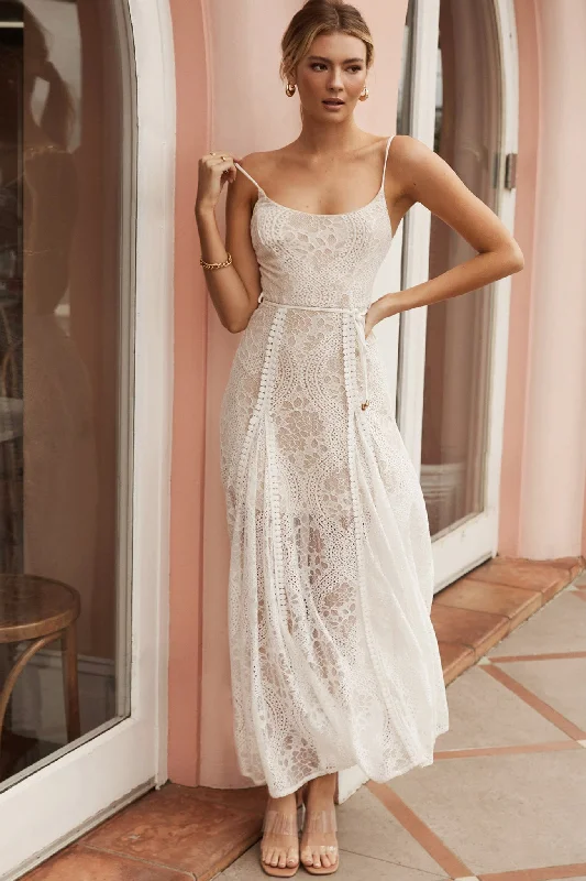 Palm Springs Lace Overlay Maxi Dress White