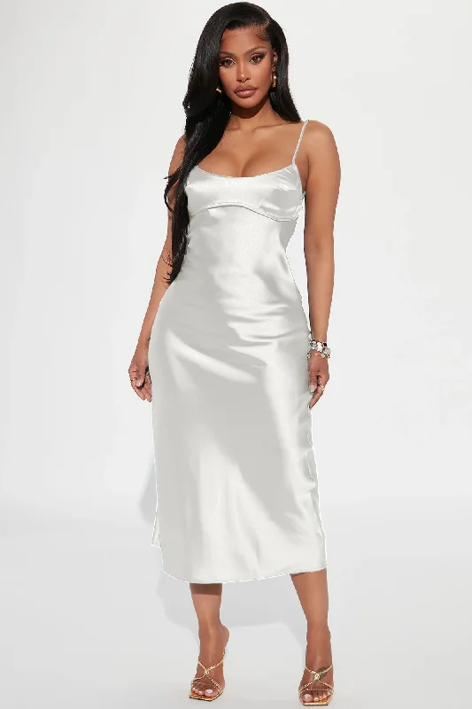 Special Guest Satin Midi Dress - Off White