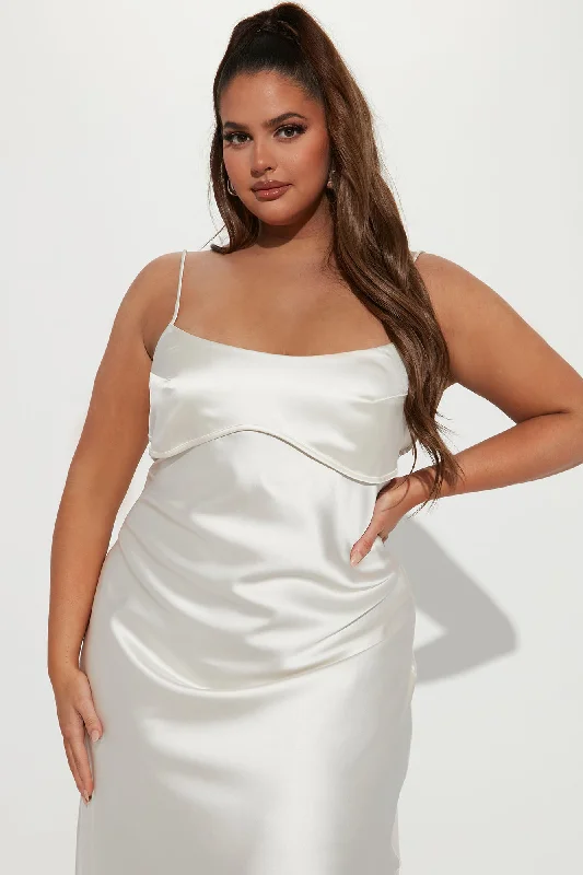 Special Guest Satin Midi Dress - Off White