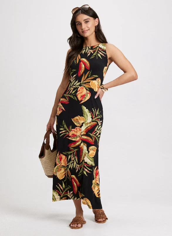 Tropical Print Maxi Dress