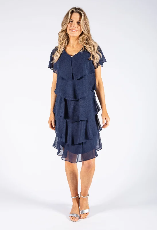 V Neckline Tiered Dress