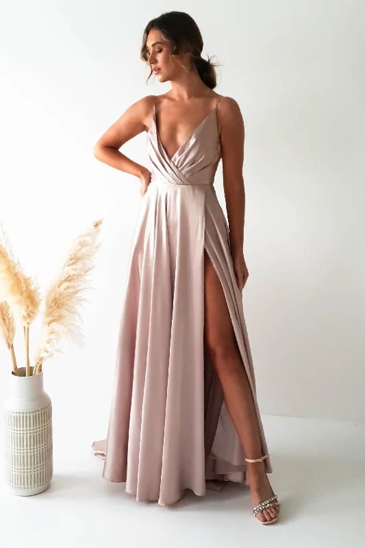 Velia Satin Maxi Gown | Champagne