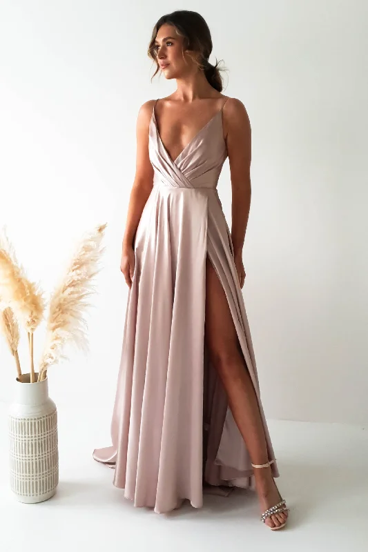 Velia Satin Maxi Gown | Champagne