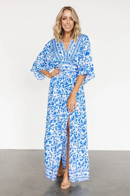 Watson Kimono Maxi Dress | Blue + White