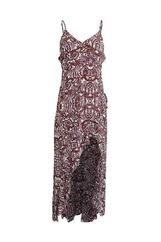 Multi-colour Paisley Print Dress With High Front Slit