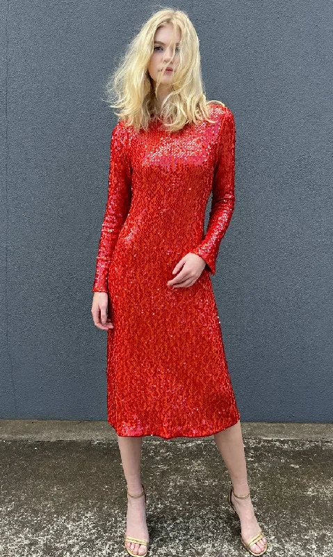 Beatrice B Red Sheath Disc Dress