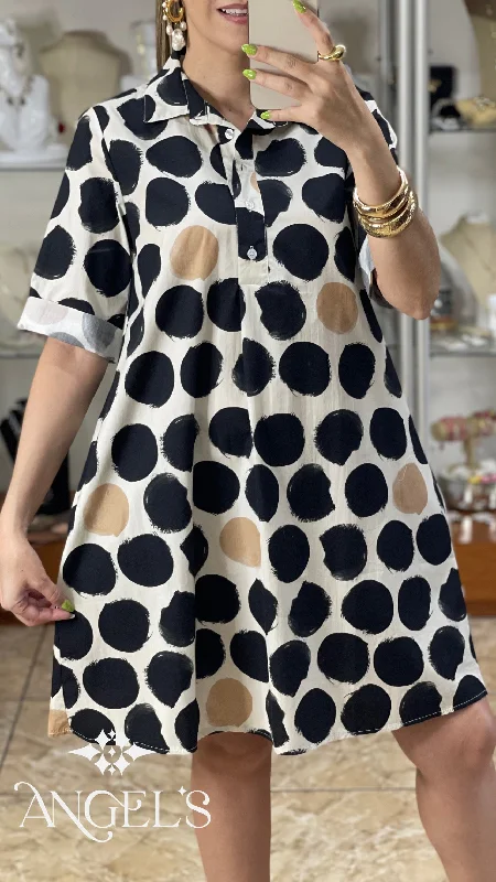 Black and Cream Polka Dress