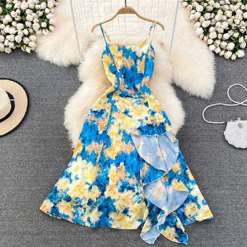 Blue A line dress fashion girl dress     S394