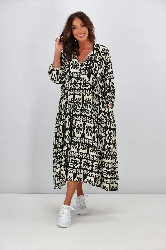 Boho Australia Barrett Dress Black Cream