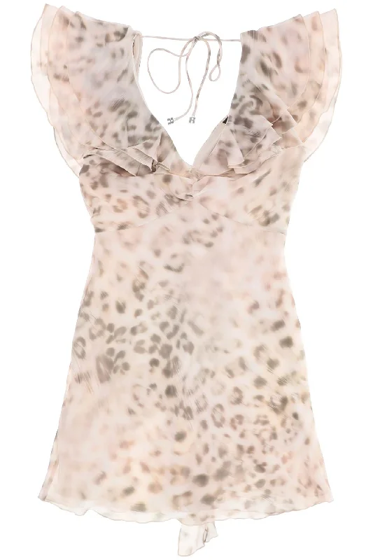 ""chiffon mini dress with r 1121102930 BLURRY SNOW LEOPARD TARMAC COMB