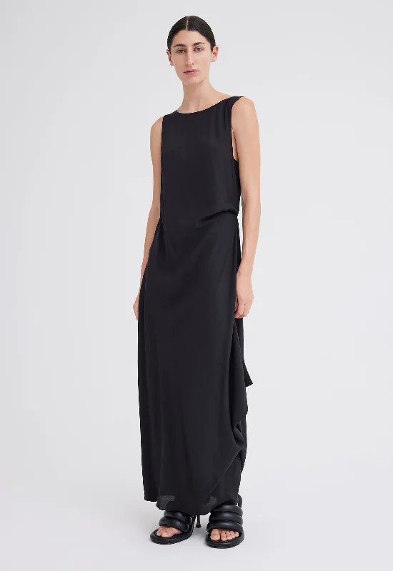 Cloe Silk Maxi Dress - Black