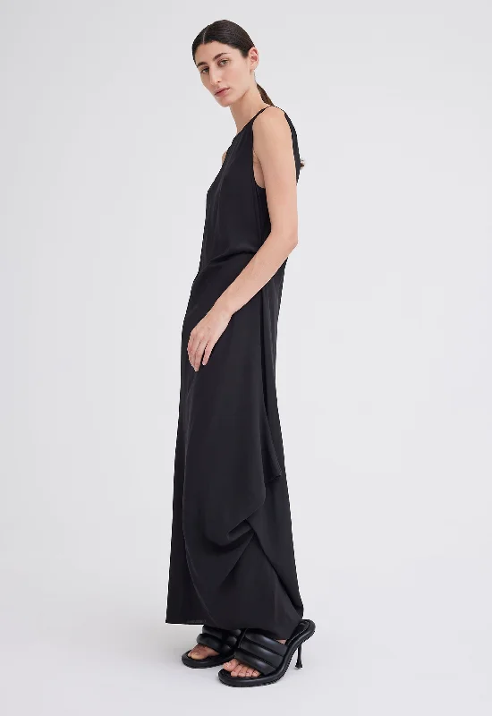 Cloe Silk Maxi Dress - Black