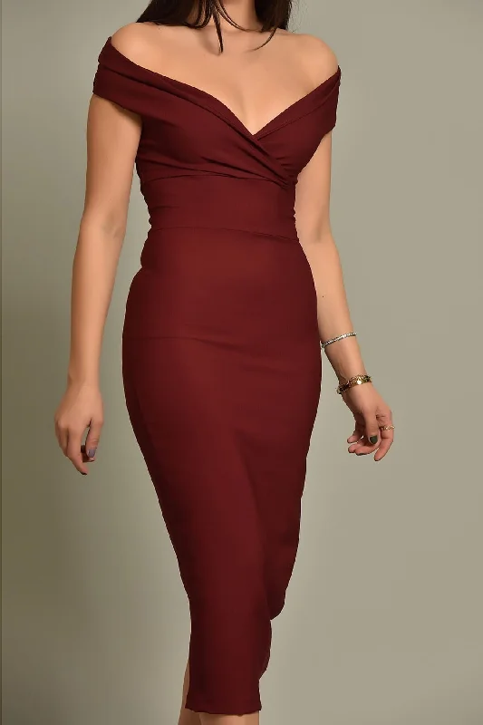 Dark Red dress with one sleeve