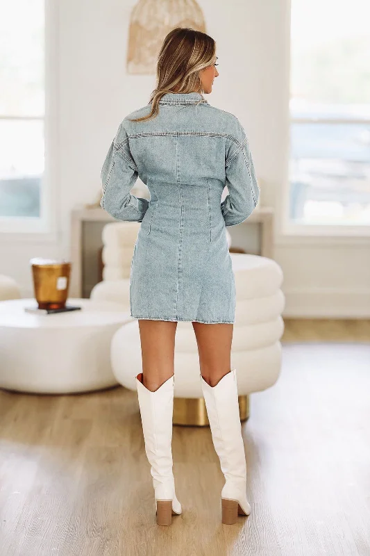 Denim Dreamer Mini Dress - Denim