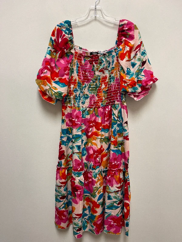 Dress Casual Midi By Clothes Mentor In Floral Print, Size: L