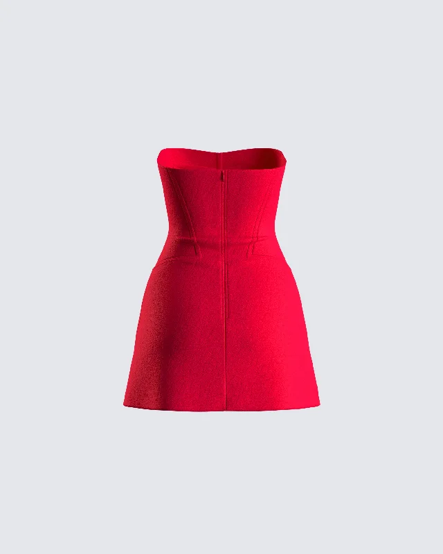 Farida Red Strapless Mini Dress